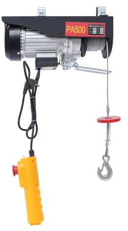 Argano elettrico con cavo e telecomando, per gru, garage, officina, portata 500 kg