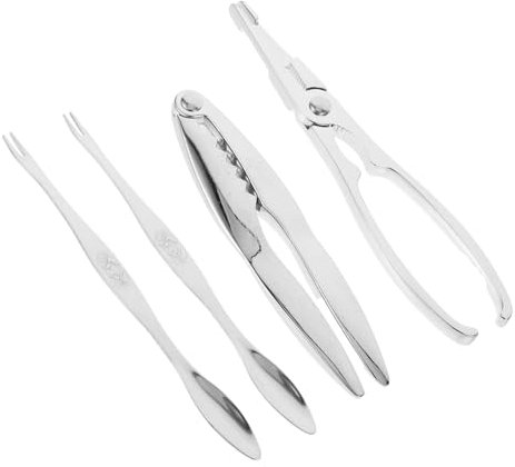 TOPPERFUN 4Pezzi Strumenti per Acciaio Inossidabile con Forchette Cucchiai e Pinze per Mare e Aragoste