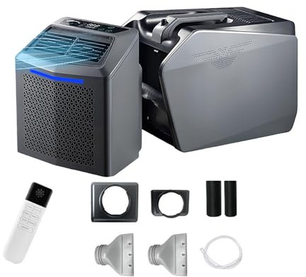 Climatiseur de camping POG-2 de type split, 48 V CC/450 W, nouveau climatiseur mobile, 6 000 BTU, refroidissement, ventilation, déshumidification et sommeil, 4 modes en 1, jusqu'à 10 m²/107 pi²