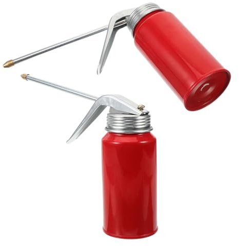 ROMISBABA 2pcs Manual Metal Oil Can with Pump and Long Nozzle Motorcycle Tool Reliable Oiler Bottle for Engine and Motor Oil Dispensing