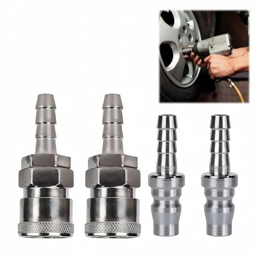 4 PCS Conectores Rápidos para Aire Comprimido, Acopladores de Aire Macho y Hembra de 8 mm, Rápido y Seguro, Accesorios para Compresores de Aire, Conector Rapido Aire Comprimido