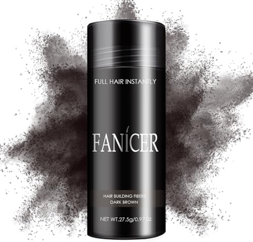 27.5g Fibras Cabello,Polvo Fibra para Capilar aspecto más lleno,Polvo Cabello cubre áreas con menos pelo,Para cualquier tipo de cabello,Fácil Aplicación(Marrón Oscuro)