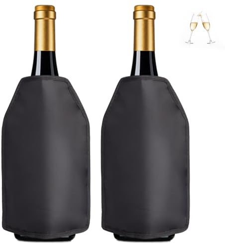 2 stycken vinkylare manschett, kylmanschett, vinflaskor, flaskkylare vin på resan, vinflaskkylare svart för vin champagneflaskor