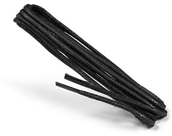 Kaps Lacets Cirés Ronds, Lacets Fins 2mm 100% Coton de Qualité pour Chaussures Décontractées et d'Occasion, Fabriqués en Europe, 1 Paire (150 cm - 60 pouces - Paires de 7 à 10 œillets / 91 - Noir)