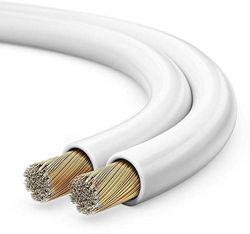 sonero® 30 Meter 2x4,00mm² CCA Lautsprecherkabel / Boxenkabel, Farbe: weiß