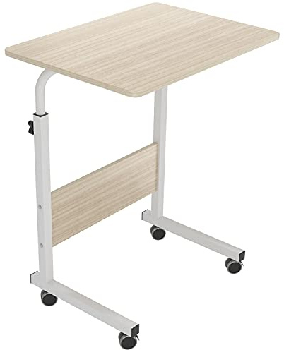SogesPower Laptop-Tisch Rolltisch Laptopständer Höhenverstellbarer Beistelltisch auf Rollen für Bett und Sofa 60 x 40 cm