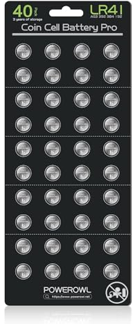 POWEROWL 40 x LR41 Batteries, High Capacity AG3 L736 392 384 192 1.5V Button Coin Cell Batteries