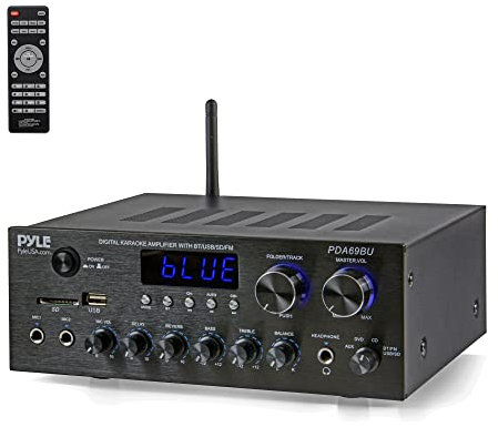 Pyle Amplificador estéreo Audio Receptor Sistema de Sonido con Bluetooth Wireless Streaming, MP3/USB/SD/AUX/FM Radio