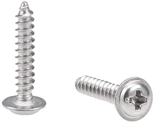 XYWHPGV Tornillos autorroscantes de 2,3x12 mm, cabeza plana Phillips con tornillo de arandela, tornillos de sujeción de acero inoxidable 304, 50 piezas(56f54 50ba6 4ff7f d5535 f6547 7cc66
