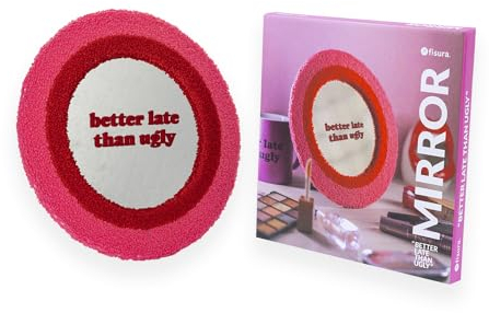 Fisura - Specchio da tavolo originale. Specchio per trucco da 25 centimetri. Specchio decorativo da parete Piccolo specchio da tavolo. (Better late, rosa)