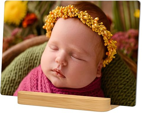 Custom Metal Photo Prints Customized photo gifts with Natural Bamboo Base