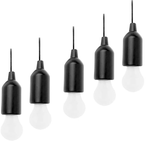 MVIOCS 5 Pack Portable LED Pull Cord Light Bulbs, Battery Operated Tent Lamp Outdoor Waterproof Hanging Camping Lantern Lights Backyard Porch Balcony Home Bedroom Garden Party Decorative Lighting
