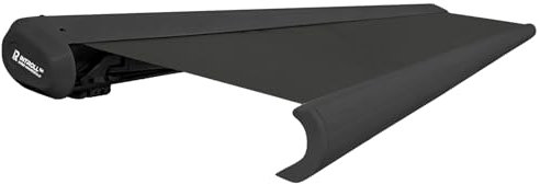 INTELROLL INT500 Full Cassette Retractable Awning Canopy 3.5m x 3m/11.6ft x 9.10ft For Garden Patio or Shop Front LED + Remote Control Grey Frame with PU Coated Polyester Fabric Anthracite Grey