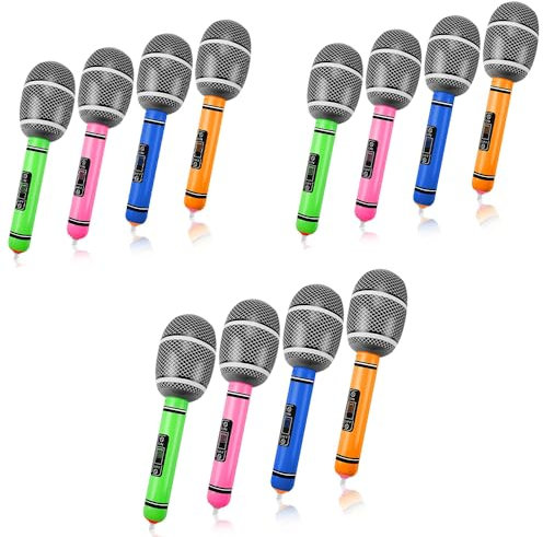 ASPIRE UK 4 Pack Inflatable Microphones for Kids Adults, Pretend Play Microphone Toys Musical Instrument Party Supplies Gifts