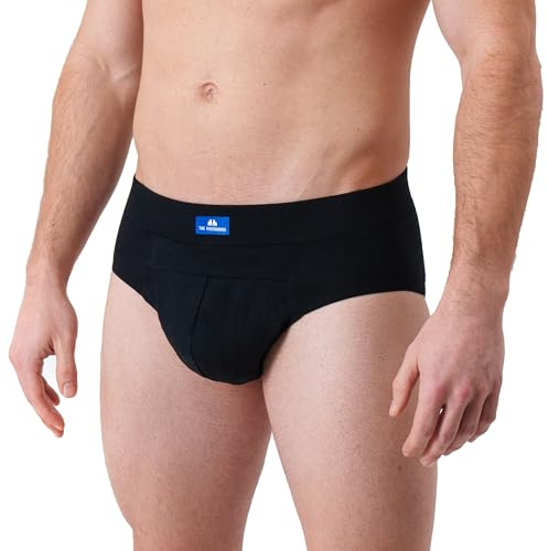 Inkontinenz Slip Herren – Inkontinenz Pants Männer mit Blasenschwäche | patentiertes Zwei-Kammern-System zum Einlegen von Pads bis Level 3 | diskret, waschbar, atmungsaktiv (Schwarz, L)