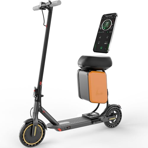 Qlaway 8.5 E Scooter for Adults with Seat 19 MPH 350W Motor 288.6 WH Battery, Motorized Up to 22 Miles Range, Foldable Scooter Bearing 265 LBS/APP Control