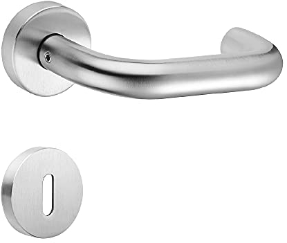 CK Door Fittings Stainless Steel Rosette Fitting Orlando - Deadlock (BB) - V2A Stainless Steel - Matt Silver - Standard