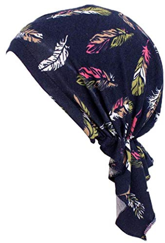 YONKOUNY Turbante Quimioterapia Sombrero Cancer Impresión Algodón Gorro Quimio Bandana Unisex Para Pérdida De Cabello, Oncológicos (Azul Marino#4)