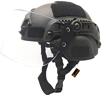 Airsoft MICH 2000 ACH Tactical Helmet with Clear Visor NVG Mount and Side Rail