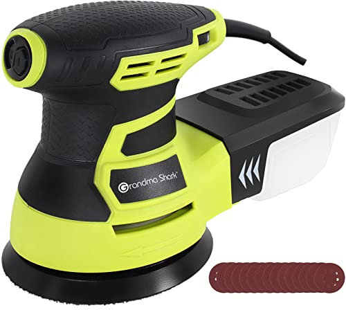 GRANDMA SHARK Multifunction Orbital Sander, with Big Capacity Dust Box, 15 Pcs 125mm Sandpaper (Six-Speed/13000RPM)