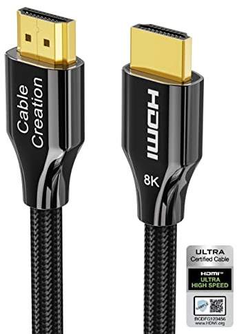 CableCreation HDMI 2.1 Cable 8K 3 Metres, HDMI 8K Ultra HD High Speed Cable with 48 Gbps, 60 Hz, HDCP 2,2,4:4:4, eARC, Compatible with PS5/PS4, Xbox One/X, QLED TV, Roku TV etc. 10 ft