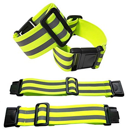 Exporee 4 Pièces Réglables Brassards Reflecteur, Réflecteur Haute Visibilité Sécurité Course à Pied Cyclisme Bracelet Poignet Cheville Jambe Taille, pour Enfants et Adultes