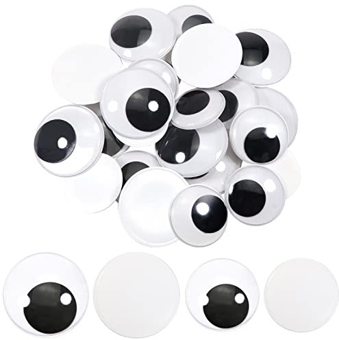 TOAOB 24 Stück Selbstklebend Wackelaugen Runde Schwarz Weiß 40mm 50mm Kunststoff Augen für Scrapbooking Kunsthandwerk Zubehör