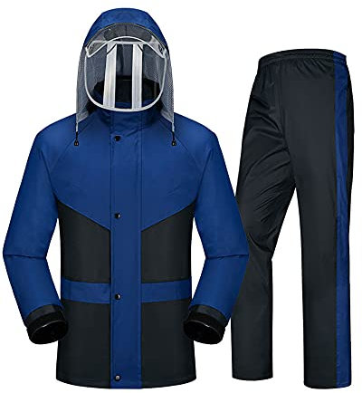 SJASD Regenkombi Herren und Damen Wasserdicht Atmungsaktiv,Motorrad Regenkombi,Herren/Damen Wasserdicht Set Hose unterteile Set Anzug Arbeit Camping ​Angeln,Blau,3XL