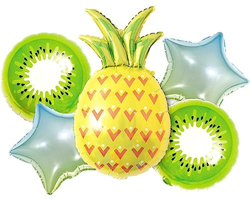 DIWULI Ananas Kiwi Ballon-Set - Obst Folien-Luftballons süß