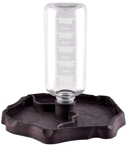 QIODAZOO Bol d'eau de Nourriture pour Reptiles, Bol Reptiles 2 en 1 de Nnourriture, 270ML Distributeur d'eau pour Reptile Tortue Terrestre, Marron