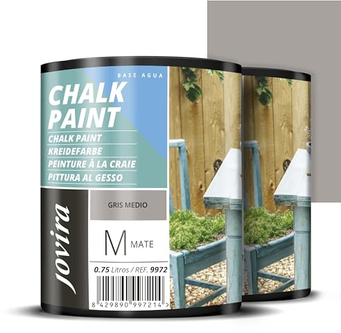 JOVIRA PINTURAS Pintura Tiza - Chalk Paint al Agua Mate. Renueva tus muebles con creatividad. (2x750 Mililitros, Gris Medio) C-48-2