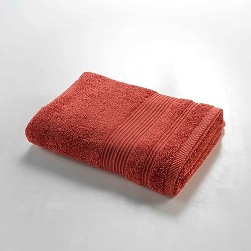 Promo Linge Serviette de Douche éponge – Drap de Douche 100% Coton 500g/m² – Serviette de Bain 70x130cm très absorbante et Douce – Oeko-TEX® - Terracotta