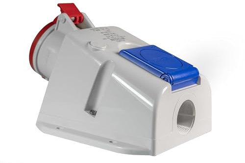 Aufputz Kombi Steckdose 5X32 CEE 3P+N+E 6h und Schuko Steckdose mit Abdeckung IP44/IP54 250V-400V im voraus verbinet (32A CEE) 32A CEE