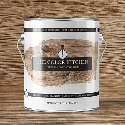 A.S. Création THE COLOR KITCHEN Lasure pour bois de qualité supérieure, résistante aux intempéries, pour l'intérieur et l'extérieur, couleur chêne, satinée pour une protection optimale du bois, 2,5 l