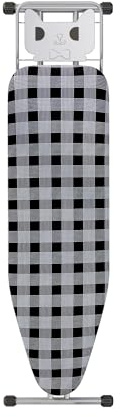 Jakeefud Ironing Board 13 X 43 W/Extra Thick Heavy Duty Padded Cover, Height Adjustable,Heat & Scorch Resistant Fabric, Anti-Skid Feet, Extra Wide, Easy to Fold Checkered Gray