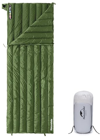 Naturehike Ultra Lightweight Envelope Sleeping Bag for Adults, 3-4 Seasons, Waterproof Sleeping Sack for Camping, Hiking, Mountaineering, Indoor, Backpacking, Outdoor, Duck Down (295g, Green)