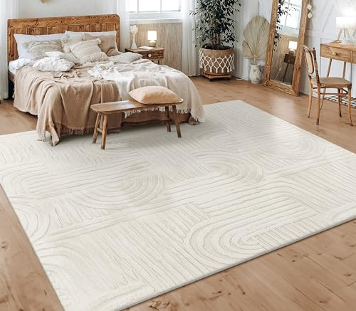 Paco Home Tappeto Salotto Moderno Soggiorno Pelo Corto Motivo Scandinavo Motivo Boho Motivo Geometrico, Dimensione:120x160 cm, Colore:Crema 7