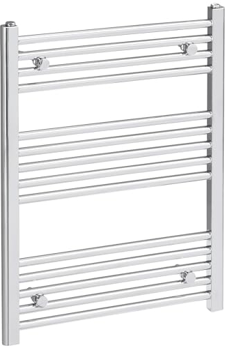 HOMCOM Handtuchheizkörper hydronische Handtuchheizung Handtuchwärmer Handtuchtrockner Heizkörper für Badezimmer 14 Heizstäbe Wandmontage Badheizkörper Kohlenstoffstahl 600 x 800 mm Silber