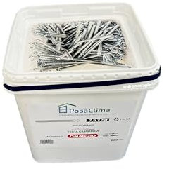 TURBOVITE Ø 7,5 mm T30 Tête cylindrique galvanisée blanche 200 pièces Vis autotaraudeuses Torx en acier galvanisé blanc dans un seau de chantier pratique avec insert Torx en hommage (L=130 mm)