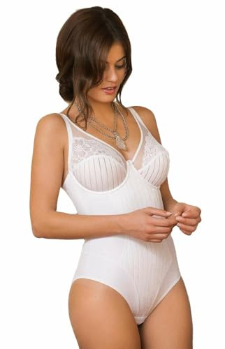 Generico Body modellante affascinante modellatore in Pizzo con Ferretto Senza Imbottitura pratico e avvolgente piacevole (BIANCO, 4C)