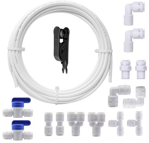 HUAZIZ Manguera de Suministro de Agua Universal de 10 M, Kit de Conector de Manguera de Refrigerador de 1/4 , Tubo de Filtro, Piezas y Accesorios de Refrigerador Europeo/Americano
