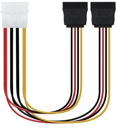 Blendend CABLE SATA de alimentación 5.25 (Molex 4 pines) a 2 conectores SATA, 20 cm, ideal para conectar discos duros y SSD.