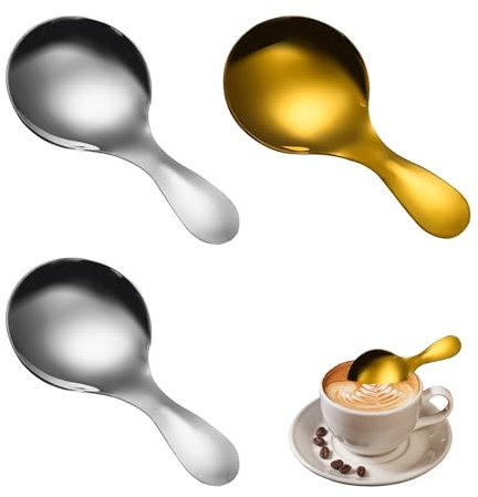 HSYTEK Piccoli cucchiai di sale in acciaio inox, 3 cucchiaini da tè con manico corto, misurino per dessert e spezie