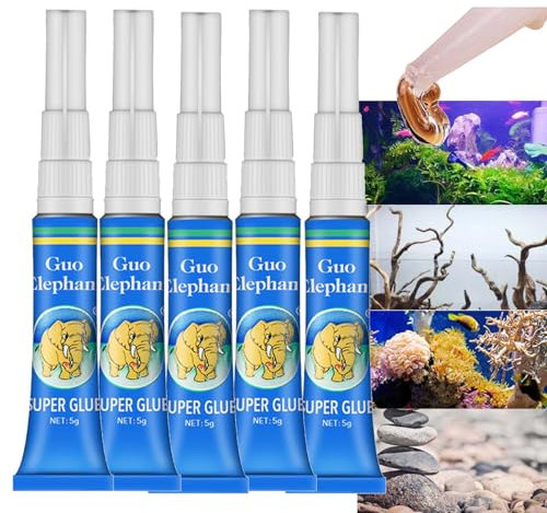 5PCS Aquarium Glue - Fast Curing, Waterproof Reef & Moss Glue for Aquascaping, Fish Tank Sealant, Clear Silicone Sealant for Plants & Decor