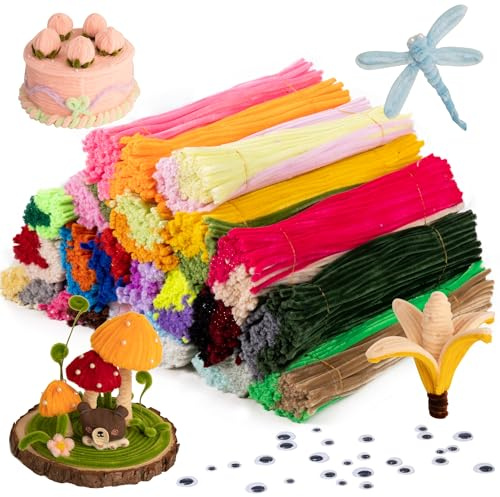 Caydo 2600 Pieces Pipe Cleaners Bulk for Valentine's Day Decor, 40 Assorted Colors Craft Chenille Stems for DIY Creative Art and Craft Projects and Valentine's Day Decorations