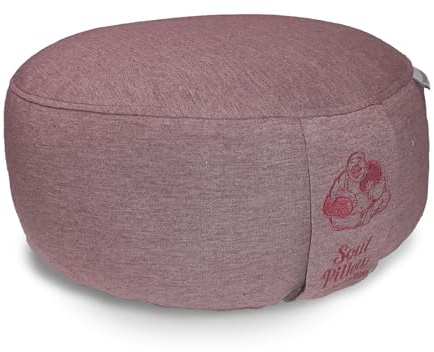 Soul Pillow meditationskudde, yoga sittdyna 15 cm hög, Ø 30 cm med dinkelfyllning, tvättbart överdrag, sittdyna, golv för meditation och yogakit, rund, OEKO TEX 100