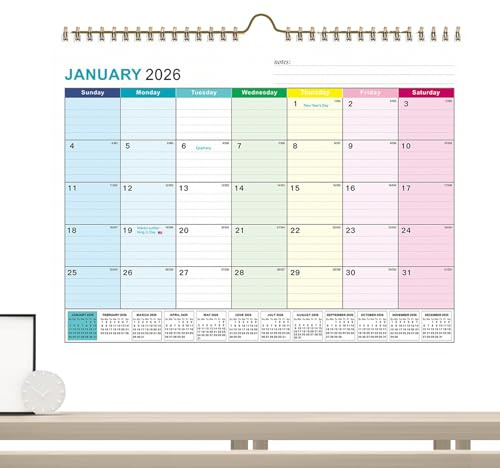 Kalender 2026 – veckovis månadsplanerare med linjerade lådor, från januari 2026 till juni 2027, skrivbordskalender och vägg, för kontors- och familjeplanering