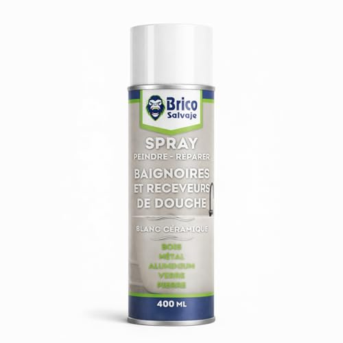 BRICOSALVAJE Spray para Bañeras y Platos de Ducha, Blanco Cerámico 400 ml, Pintura Spray para Sanitarios