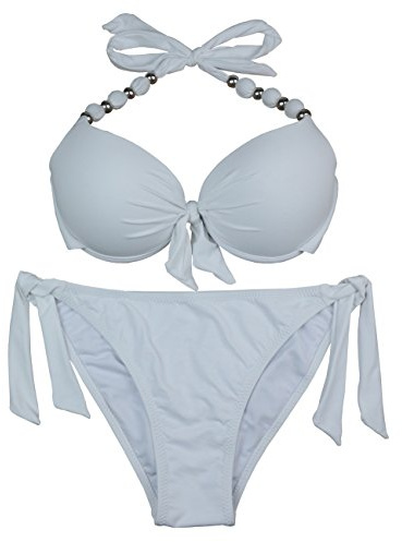 EONAR Femme Ensembles Deux Pieces Push-up Soutiens-Gorge Rembourrés à Armature(XL,White)