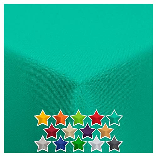 StoffTex Tischdecke I Tischläufer I Tischtuch I Tischwäsche I Dauerhaft Kratzfest I Tischdekoration aus Polyester für Wohnzimmer, Esszimmer, Balkon, Garten (Türkis, 100 x 100 cm)